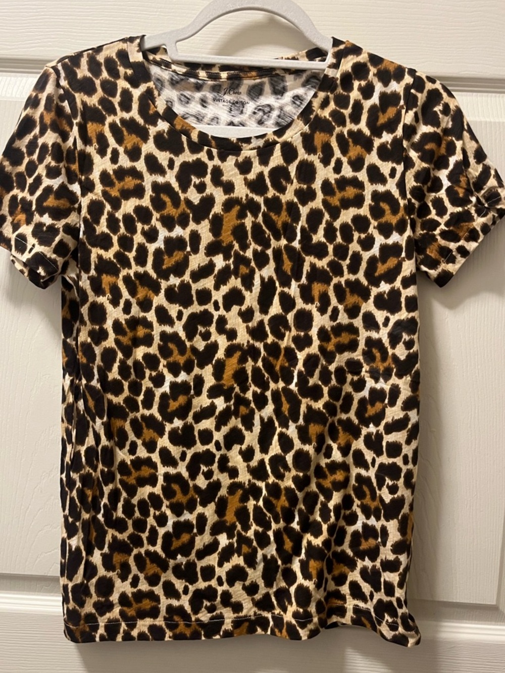 J Crew Women’s Leopard Print Short Sleeve Tee - Brown & Black. Cotton Size ‎ Sm